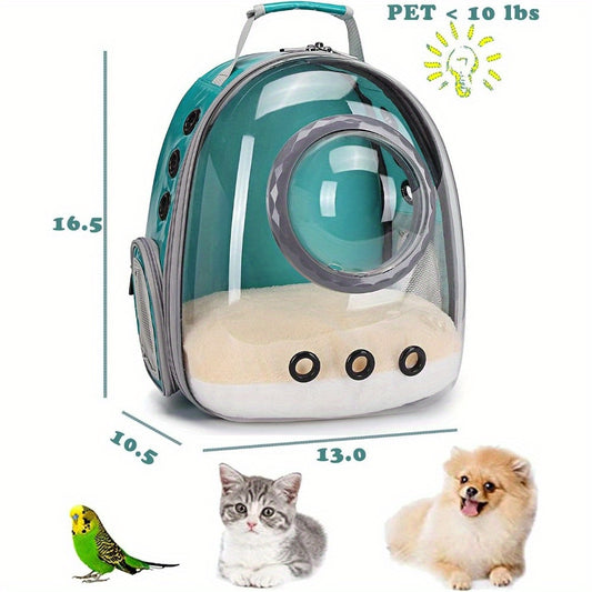 Bubble Cat Carrier Backpack Transparent Pet Carrier Backpack for Small Puppy and Bunny Green, Backpack
