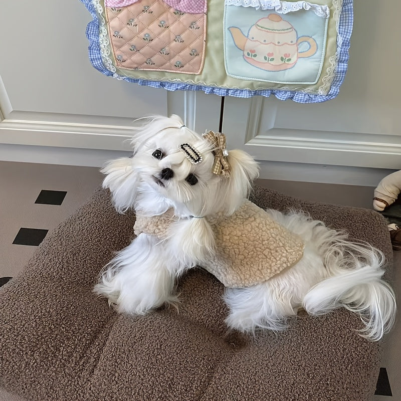 Warm Fleece Cat Sweater - Adorable Korean-Style Pet Jumper for Small to Medium Breeds, Hand Wash Only