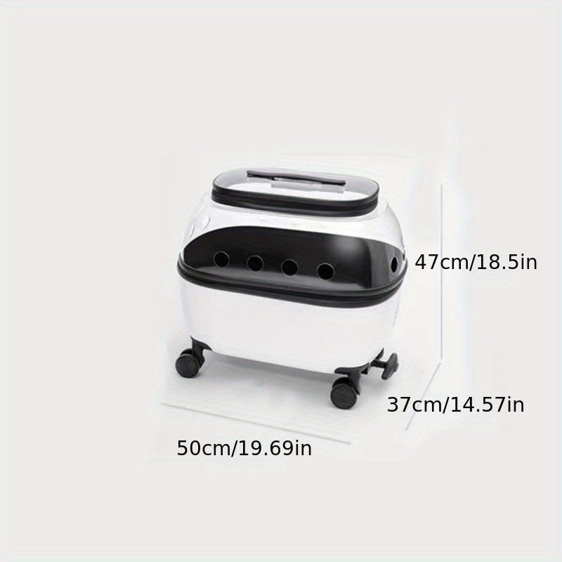 Portable Pet Large Capacity Cat Carrier with Rolling Wheels | Durable Plastic Frame | Portable Pet Stroller for Outdoor Adventures, Traveling Cats | Modern Cat Carrier | Durable Plastic Frame, Cat Accessories