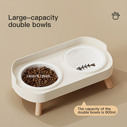 Elevated Double Bowl Drinking Water Station for Cats And Dogs, Featuring a High Platform And Available in Various Colors for Your Pets