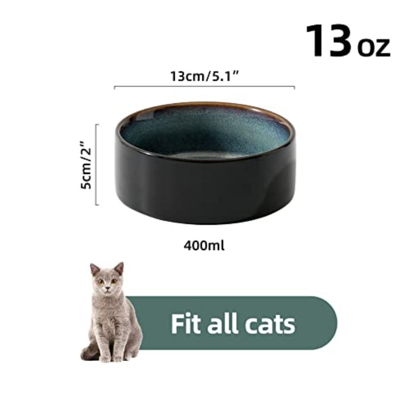 2pcs Ceramic for cat Bowls | Starry Sky Design Food and Water Bowls for Kitty, 5.1 inch Pet Feeder