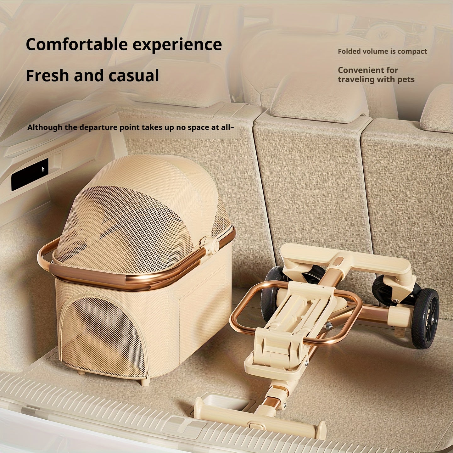 Lightweight Foldable Pet Stroller for Small to Medium Dogs and Cats, Outdoor Walking Cart with Detachable Bag