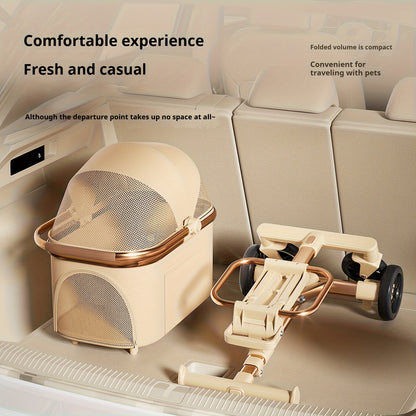 Lightweight Foldable Pet Stroller for Small to Medium Dogs and Cats, Outdoor Walking Cart with Detachable Bag