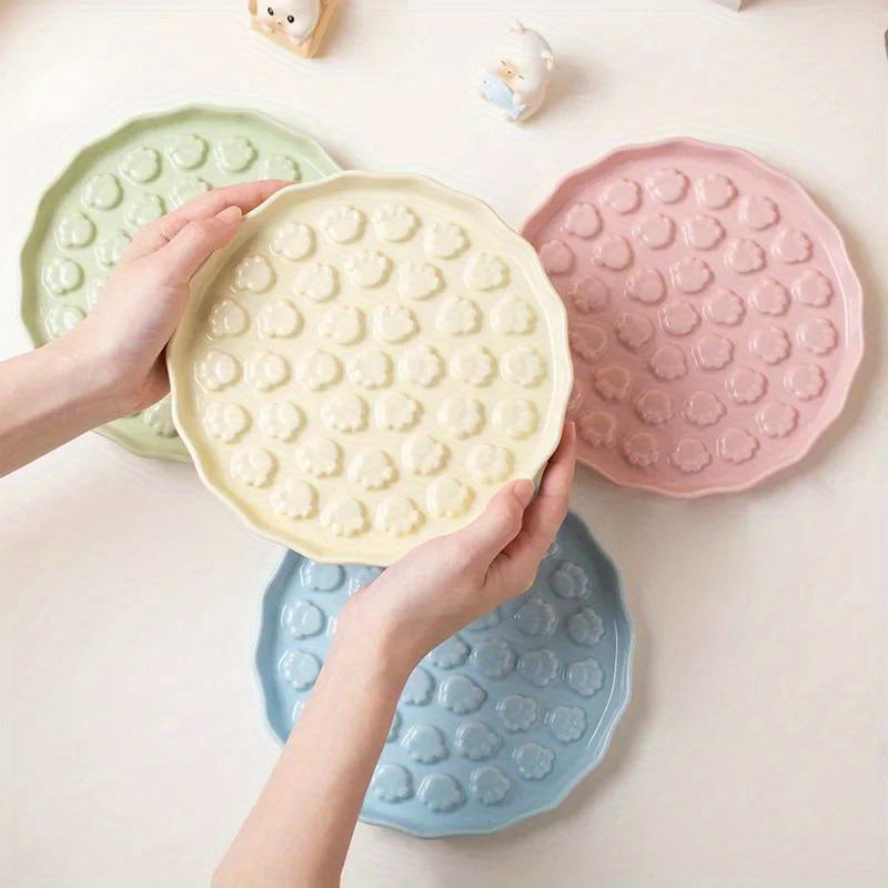 1pc Ceramic Cat Rice Bowl | Slow Food Plate, Licking Dish, Dog Food Bowl, Cat Food Utensils, Canning Tray, Pet Bowls, Pet Supplies