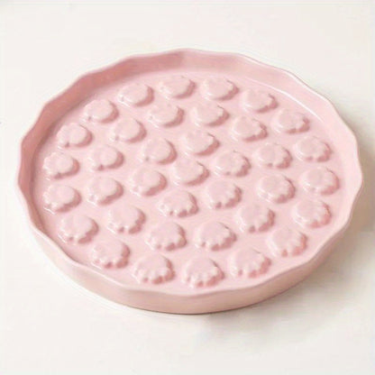 1pc Ceramic Cat Rice Bowl | Slow Food Plate, Licking Dish, Dog Food Bowl, Cat Food Utensils, Canning Tray, Pet Bowls, Pet Supplies