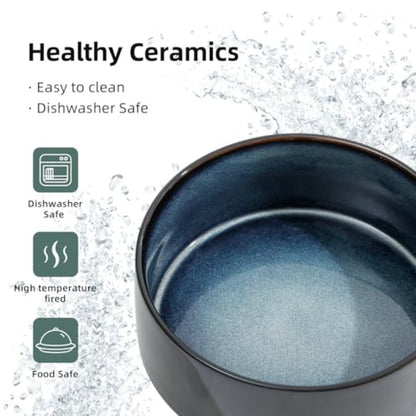 2pcs Ceramic for cat Bowls | Starry Sky Design Food and Water Bowls for Kitty, 5.1 inch Pet Feeder