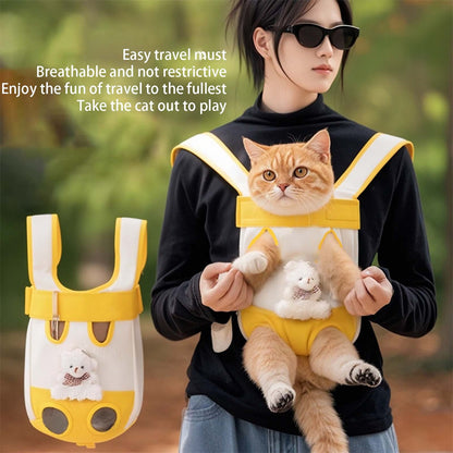 Pet Backpack for Cats, Legs Out Cat Carrier Bag, Breathable Pet Front and Back Carrier for Outdoor