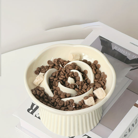 Pet Bowl, Cat Food Bowl, Slow Feeder Bowl, Anti-Vomiting, Spine Protection, Raised Cat Food Bowl, Ceramic Cat Bowl, Slow Feeder Dish for Cats