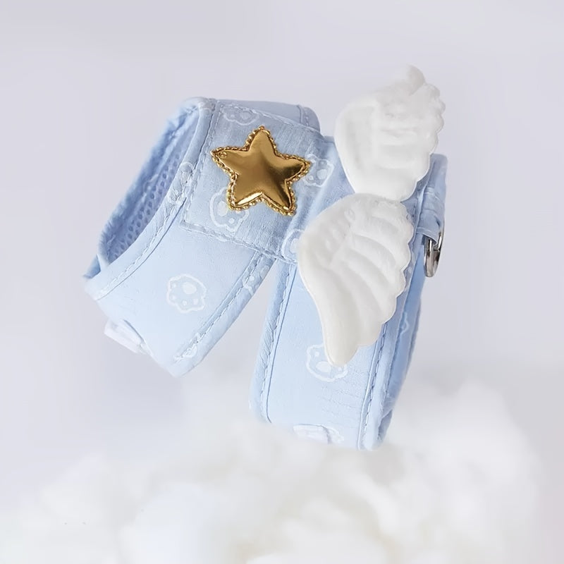 Cute Harness and 4-Foot Leash with angel wings, Comfortable Pet Walking Gear for pet, Essential pet supplies for outdoor use, suitable for Cats & Small Dogs