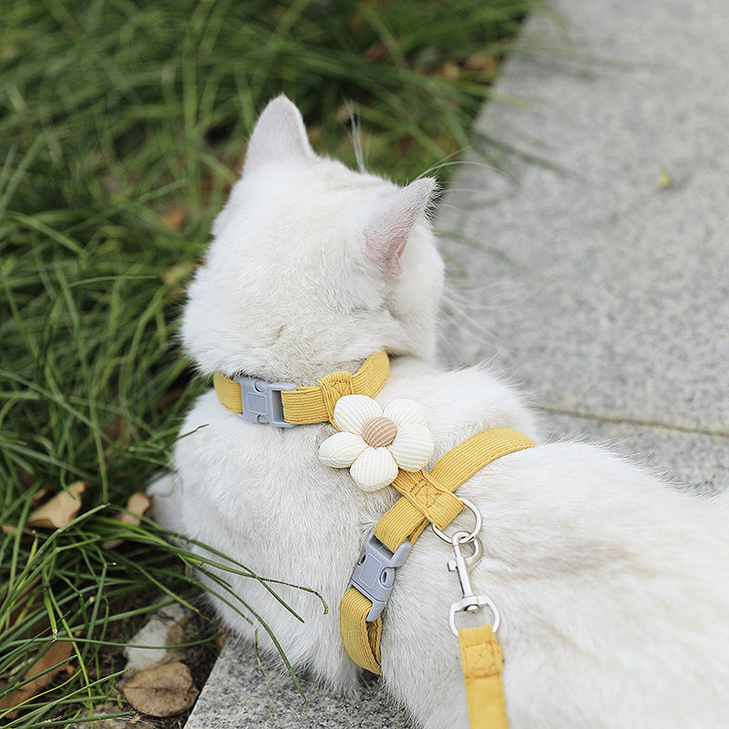 Adjustable I-Shape Cat & Small Dog Harness Leash System - Anti-Escape Harness with Comfortable Back Harness\Strap for Ragdoll, Teddy Cats & Small Puppies, Machine Washable Leash for Outdoor Walking (No-Choke Design)
