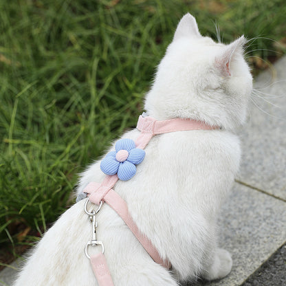 Adjustable I-Shape Cat & Small Dog Harness Leash System - Anti-Escape Harness with Comfortable Back Harness\Strap for Ragdoll, Teddy Cats & Small Puppies, Machine Washable Leash for Outdoor Walking (No-Choke Design)