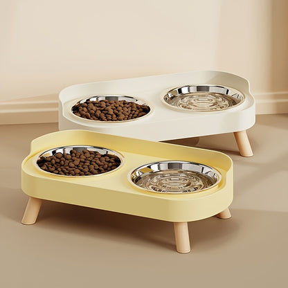 Elevated Double Bowl Drinking Water Station for Cats And Dogs, Featuring a High Platform And Available in Various Colors for Your Pets