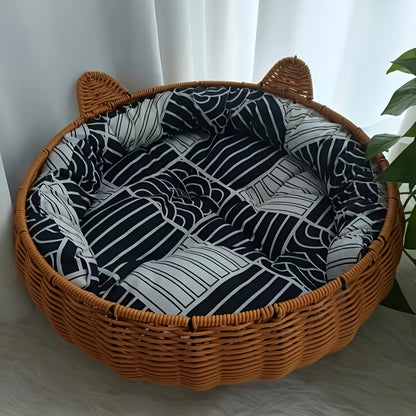 Cute Pet Bed Cute Round Pet Bed with Ears | Designed for Cats And Pets