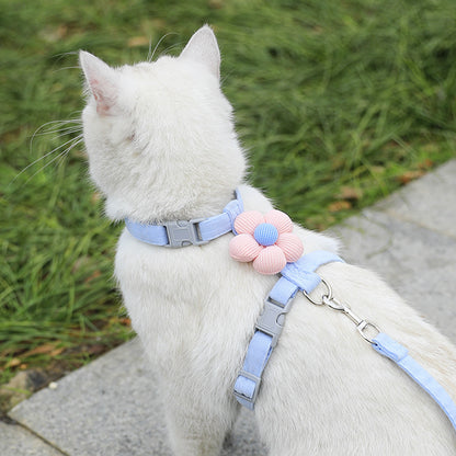 Adjustable I-Shape Cat & Small Dog Harness Leash System - Anti-Escape Harness with Comfortable Back Harness\Strap for Ragdoll, Teddy Cats & Small Puppies, Machine Washable Leash for Outdoor Walking (No-Choke Design)