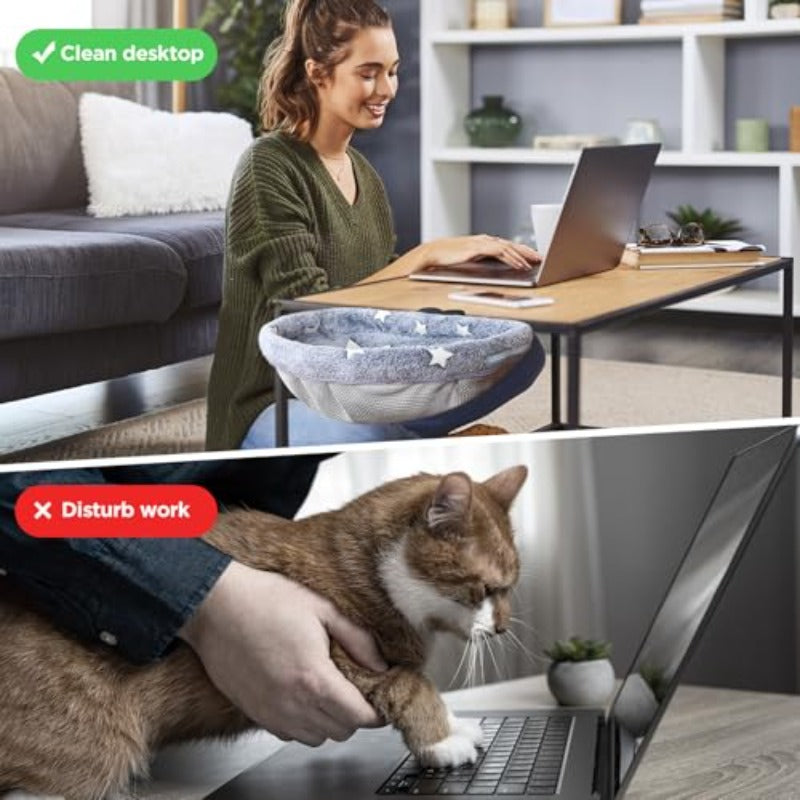 Cat Desk Bed with Clamp | Glow in The Dark, Cover, Removable Washable, Sturdy Metal Frame, Supports up to 50 Lbs