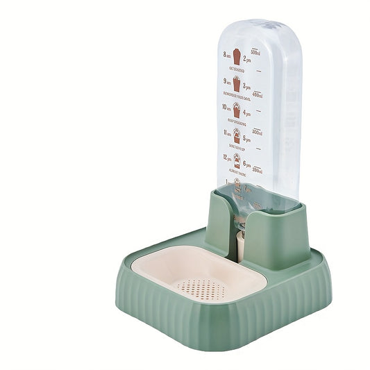 Automatic Cat Water Dispenser with a Large Capacity, Featuring a Gravity-Fed System, a Non-Slip Base, And a Feeding Bowl Designed for Indoor Cats, Without Battery