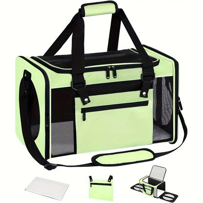 Airline Approved Collapsible Soft Pet Carrier - Three-Sided Entrance Travel Cat Carrier for Small Dogs, Puppy, Large Medium Small Cats - Pink