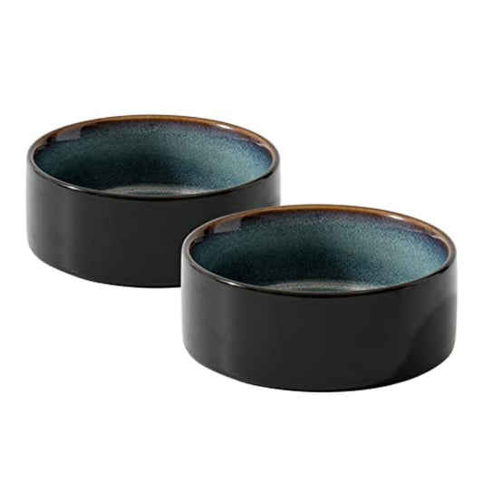 2pcs Ceramic for cat Bowls | Starry Sky Design Food and Water Bowls for Kitty, 5.1 inch Pet Feeder