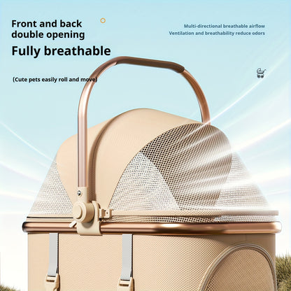 Lightweight Foldable Pet Stroller for Small to Medium Dogs and Cats, Outdoor Walking Cart with Detachable Bag