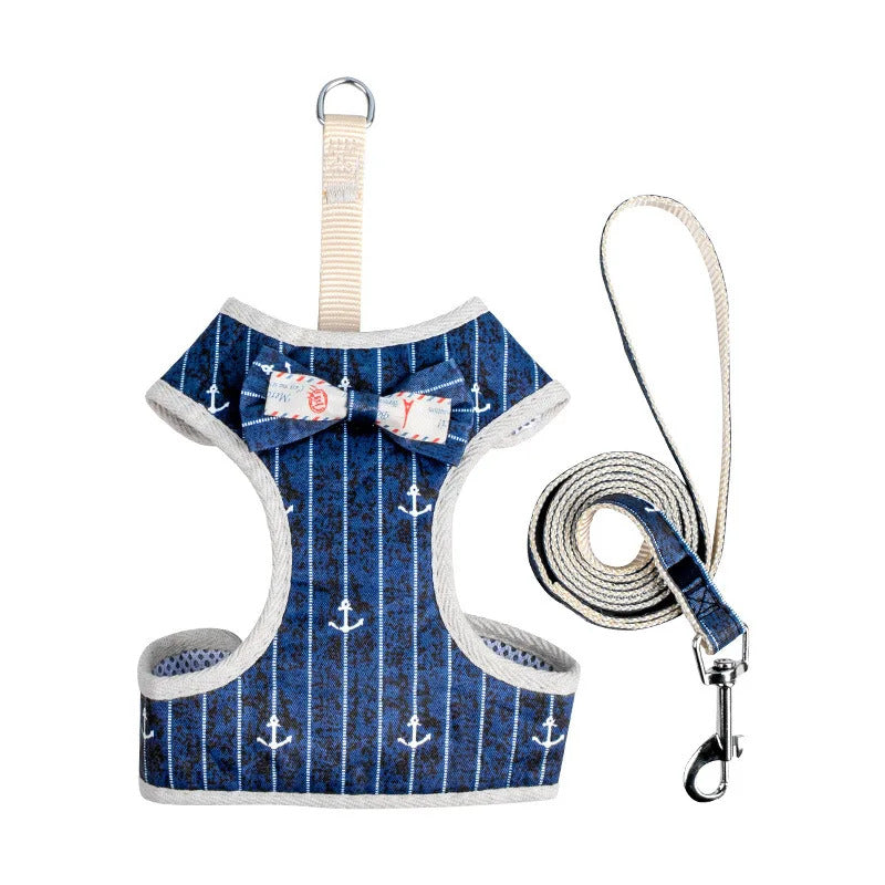Cat Chest Harness Leash Set with Bow Tie Vest Styles Pet Chest Harness Suitable for Walking Cats and Puppies Leash