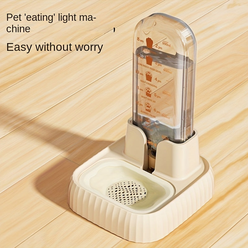 Automatic Cat Water Dispenser with a Large Capacity, Featuring a Gravity-Fed System, a Non-Slip Base, And a Feeding Bowl Designed for Indoor Cats, Without Battery