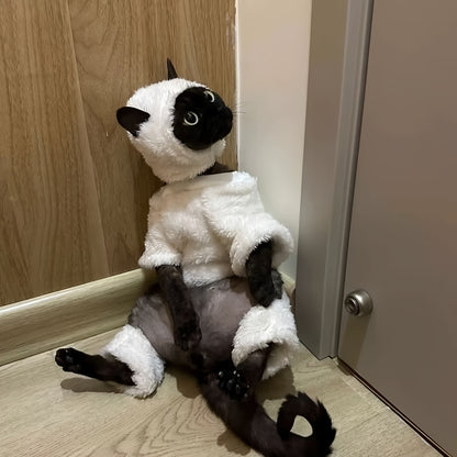 3pcs Cute Lamb Patrick Cat Clothes, Plush Fleece-Lined Winter Coat & Hat Set for Small Medium Large Cats, Warm Autumn Apparel with Puff Sleeves, Hand Wash Only Pet Costume