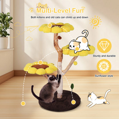 Large sunflower cat tree, cat climbing frame, cat bed, cat climbing platform, cat climbing post, cat supplies