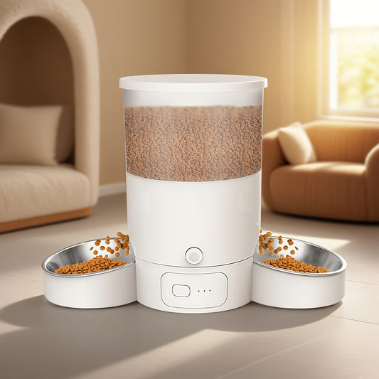 Smart Pet Feeder with 2 Bowls, Precise Meal Dispensing Via App, Suitable for Cats and Small Dogs