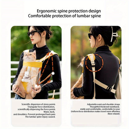 Pet Backpack for Cats, Legs Out Cat Carrier Bag, Breathable Pet Front and Back Carrier for Outdoor