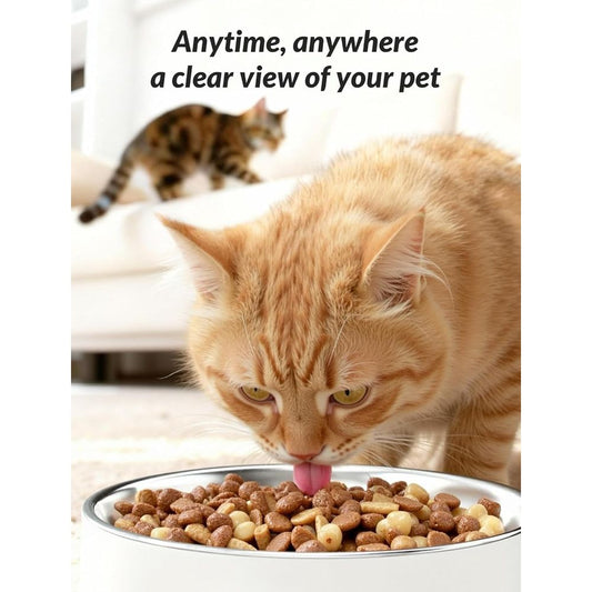 Smart Pet Feeder with Camera, 5-Liter Automatic Dispenser, Audio Communication & Remote Control App, Dehumidifying Bag, Automatic Food Dispenser for Cats and Dogs