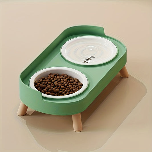 Elevated Double Bowl Drinking Water Station for Cats And Dogs, Featuring a High Platform And Available in Various Colors for Your Pets