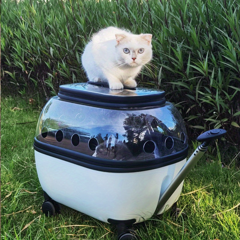 Portable Pet Large Capacity Cat Carrier with Rolling Wheels | Durable Plastic Frame | Portable Pet Stroller for Outdoor Adventures, Traveling Cats | Modern Cat Carrier | Durable Plastic Frame, Cat Accessories