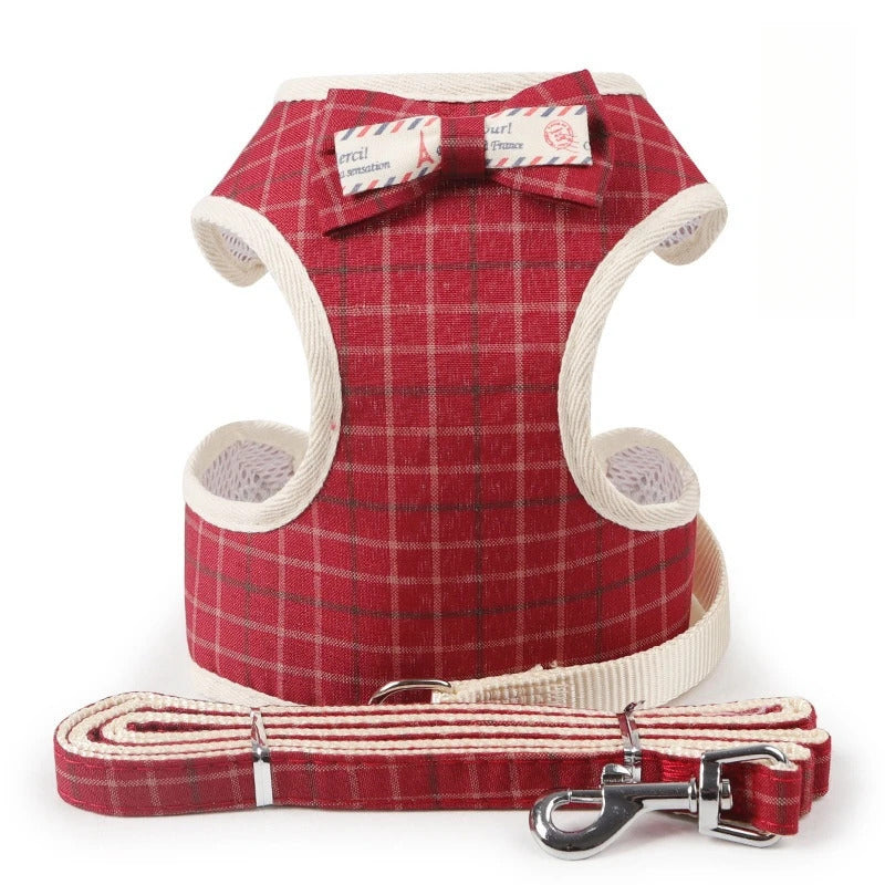 Cat Chest Harness Leash Set with Bow Tie Vest Styles Pet Chest Harness Suitable for Walking Cats and Puppies Leash