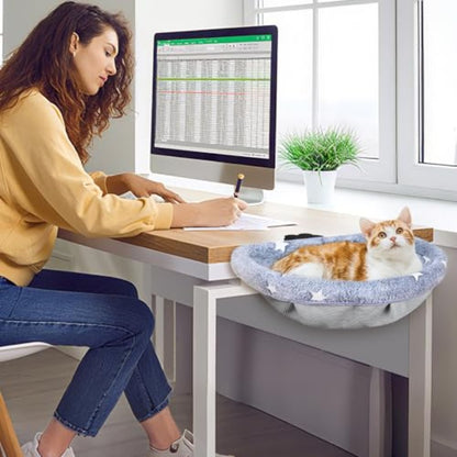 Cat Desk Bed with Clamp | Glow in The Dark, Cover, Removable Washable, Sturdy Metal Frame, Supports up to 50 Lbs