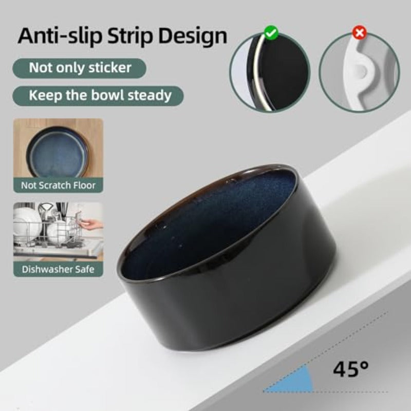 2pcs Ceramic for cat Bowls | Starry Sky Design Food and Water Bowls for Kitty, 5.1 inch Pet Feeder