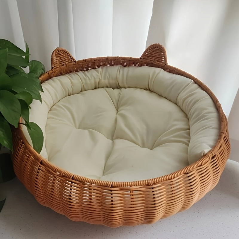 Cute Pet Bed Cute Round Pet Bed with Ears | Designed for Cats And Pets