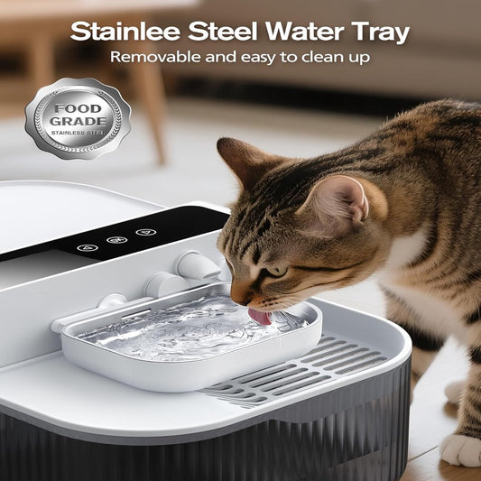 Wireless Cat Water Fountain with No Filters, 180 - Day Battery Precision Flow Control, 3.5L Smart Pet Water Dispenser with Wastewater Separation Custom Scheduling for Cats Dogs, White