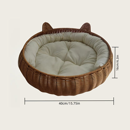 Cute Pet Bed Cute Round Pet Bed with Ears | Designed for Cats And Pets