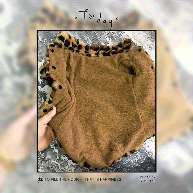 Leopard Print Plush Coat, Double-Layer Thickened Warm, Suitable for Sphynx Cats, German Cats, Abyssinian Cats, and Kittens