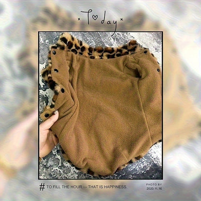 Leopard Print Plush Coat, Double-Layer Thickened Warm, Suitable for Sphynx Cats, German Cats, Abyssinian Cats, and Kittens