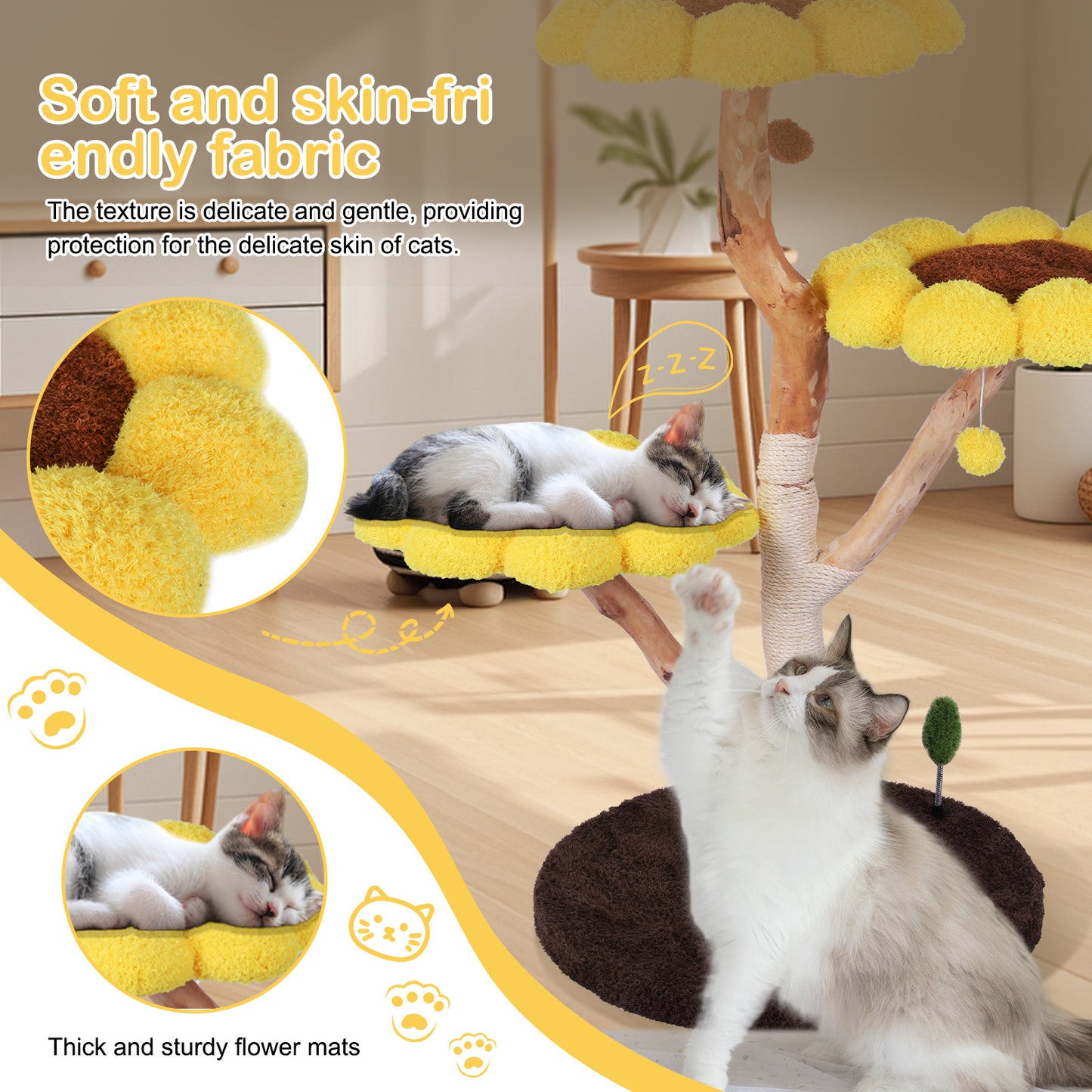 Large sunflower cat tree, cat climbing frame, cat bed, cat climbing platform, cat climbing post, cat supplies