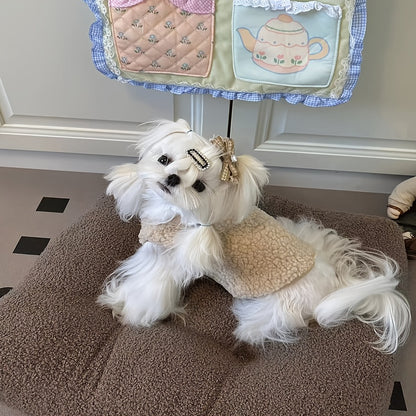 Warm Fleece Cat Sweater - Adorable Korean-Style Pet Jumper for Small to Medium Breeds, Hand Wash Only