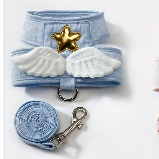 Cute Harness and 4-Foot Leash with angel wings, Comfortable Pet Walking Gear for pet, Essential pet supplies for outdoor use, suitable for Cats & Small Dogs