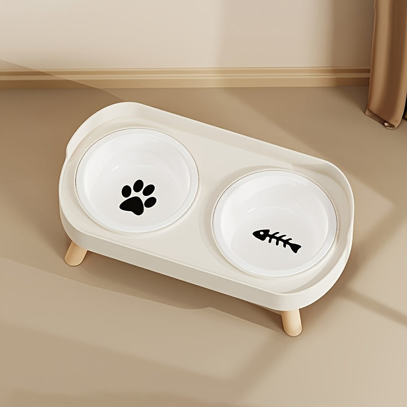 Elevated Double Bowl Drinking Water Station for Cats And Dogs, Featuring a High Platform And Available in Various Colors for Your Pets