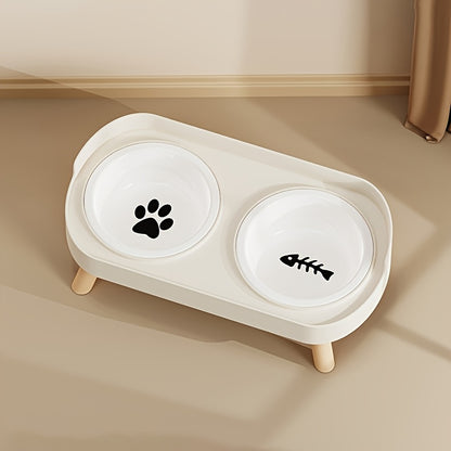 Elevated Double Bowl Drinking Water Station for Cats And Dogs, Featuring a High Platform And Available in Various Colors for Your Pets
