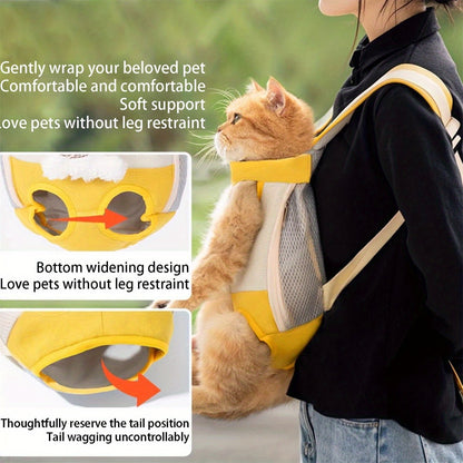 Pet Backpack for Cats, Legs Out Cat Carrier Bag, Breathable Pet Front and Back Carrier for Outdoor