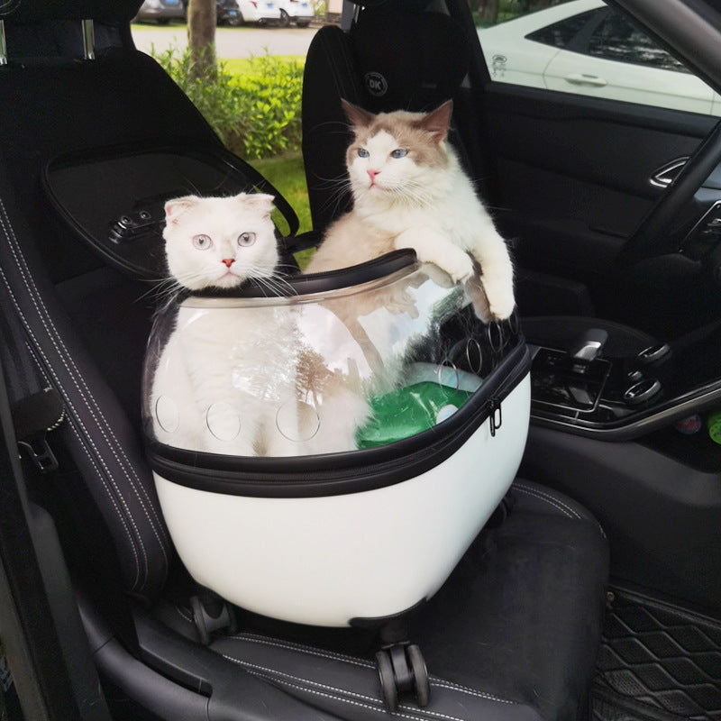 Portable Pet Large Capacity Cat Carrier with Rolling Wheels | Durable Plastic Frame | Portable Pet Stroller for Outdoor Adventures, Traveling Cats | Modern Cat Carrier | Durable Plastic Frame, Cat Accessories