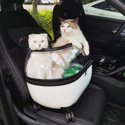 Portable Pet Large Capacity Cat Carrier with Rolling Wheels | Durable Plastic Frame | Portable Pet Stroller for Outdoor Adventures, Traveling Cats | Modern Cat Carrier | Durable Plastic Frame, Cat Accessories