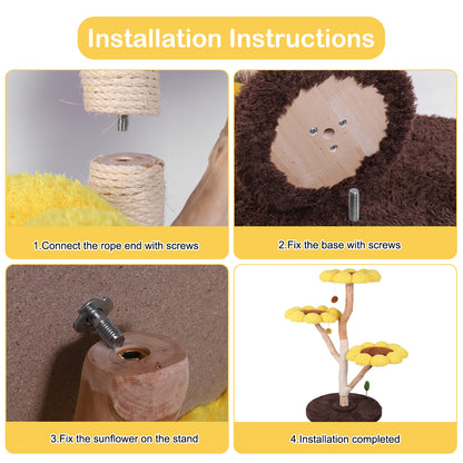 Large sunflower cat tree, cat climbing frame, cat bed, cat climbing platform, cat climbing post, cat supplies