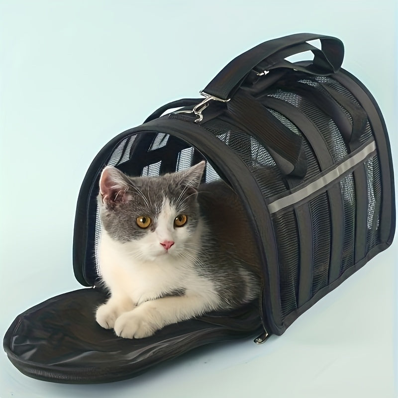 Foldable Pet Travel Tote with a Secure Zipper Lock | Large Breathable Mesh Pet Carrier, Suitable for Cats And Dogs | Portable Fabric Sling Bag, Ideal for Outdoor Trips, Hiking, And Vet Visits
